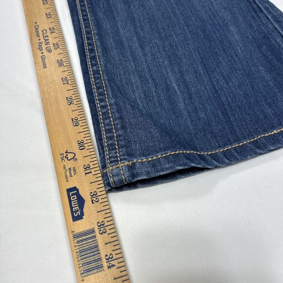 INC Curvy Fit Boot Leg Women's 10 Long Dark Wash Blue Denim Jeans Distressed - Picture 8 of 14